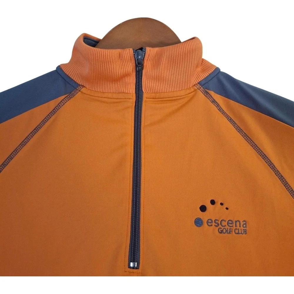 FootJoy Escena Golf Club Mens Small Orange Grey Quarter Zip Pullover Sweater